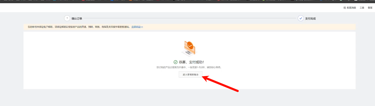 购买完成后进入服务器控制台